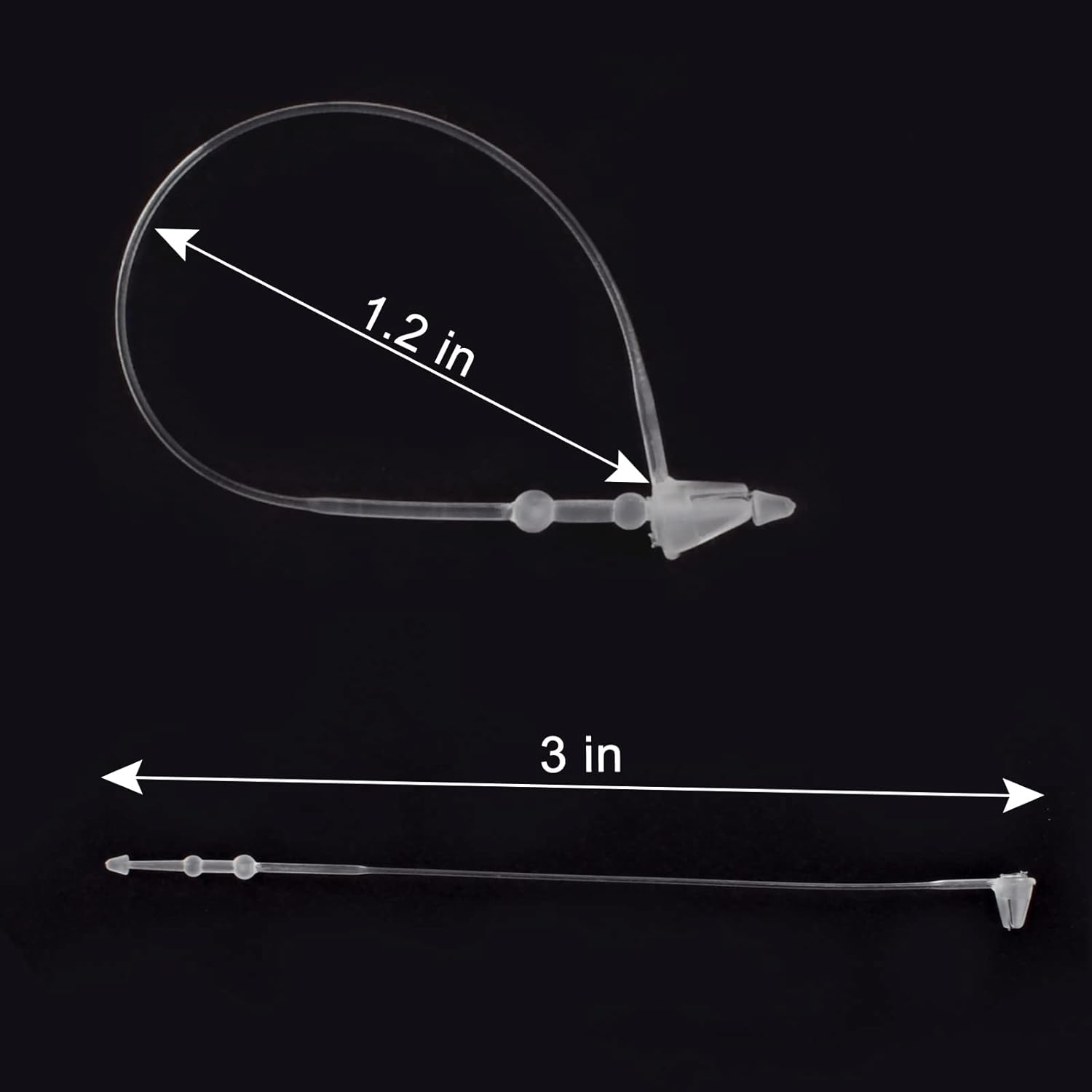 3" Plastic Fastener Clear Hang Tag Snap Lock Plastic Tag Fasteners Pin Security Loop for Retail Store Clothing Price Tag Pins (2000 Pcs) - Image 2